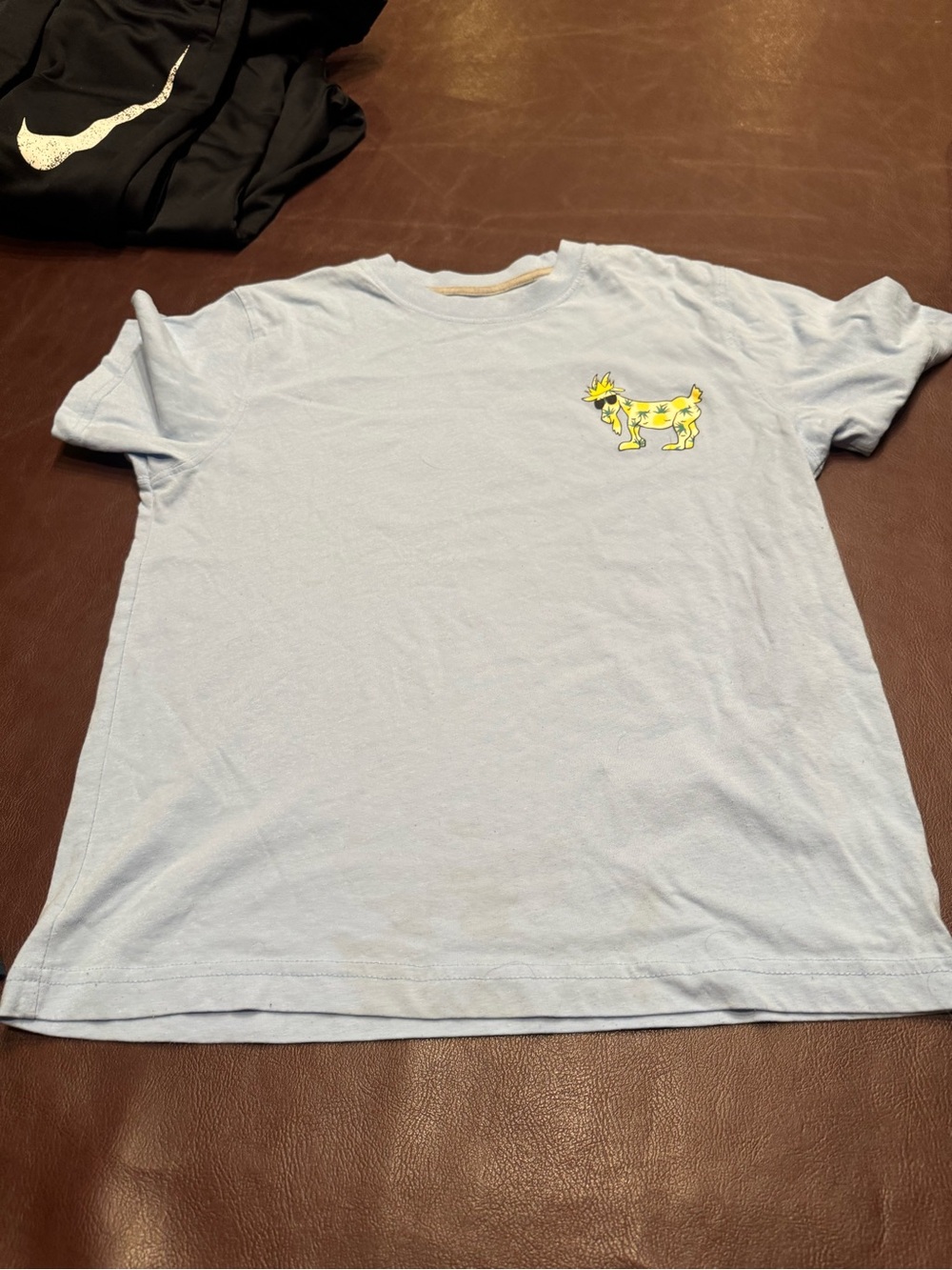 Light Blue Tee with Yellow Cartoon Graphic